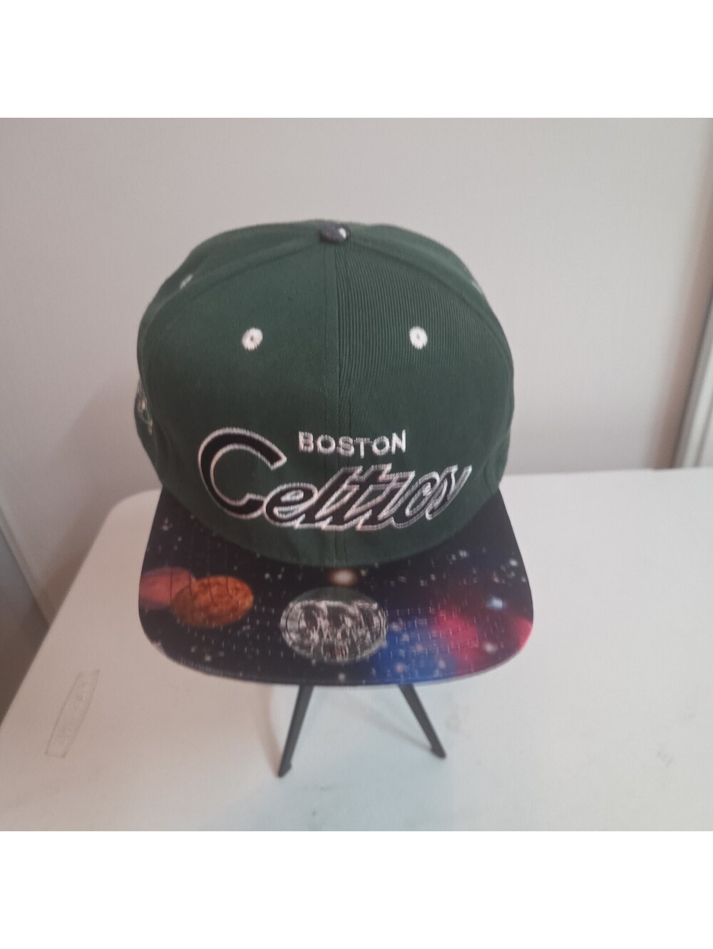 unisex Boston Celtics flat billed hat by Mitchell and Ness